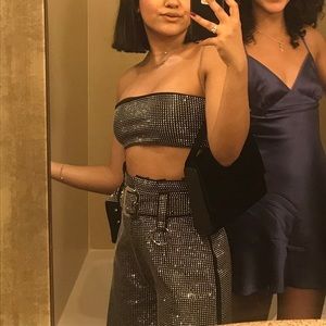 I AM GIA AURORA BANDEAU TOP 
SPARKLY SILVER DIAMOND TOP